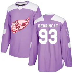 Men's Alex DeBrincat Detroit Red Wings Hockey Fights Cancer Practice Jersey - Purple Authentic