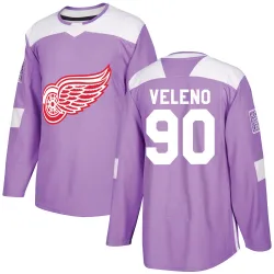 Men's Joe Veleno Detroit Red Wings Hockey Fights Cancer Practice Jersey - Purple Authentic