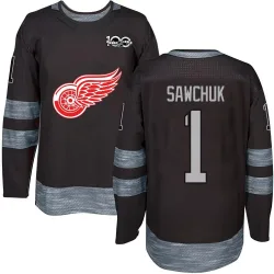 Men's Terry Sawchuk Detroit Red Wings 1917-2017 100th Anniversary Jersey - Black Authentic