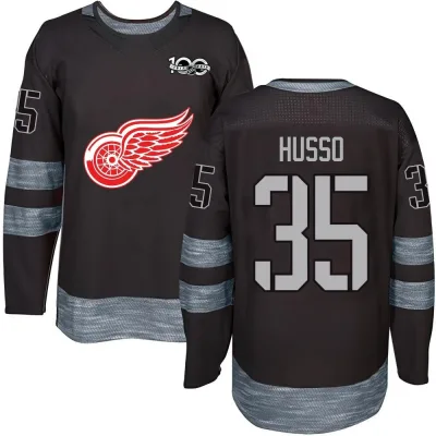 Men's Ville Husso Detroit Red Wings 1917-2017 100th Anniversary Jersey - Black Authentic