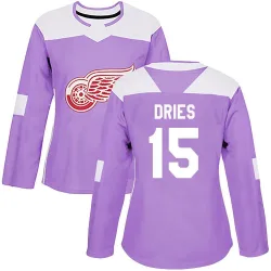 Women's Sheldon Dries Detroit Red Wings Hockey Fights Cancer Practice Jersey - Purple Authentic